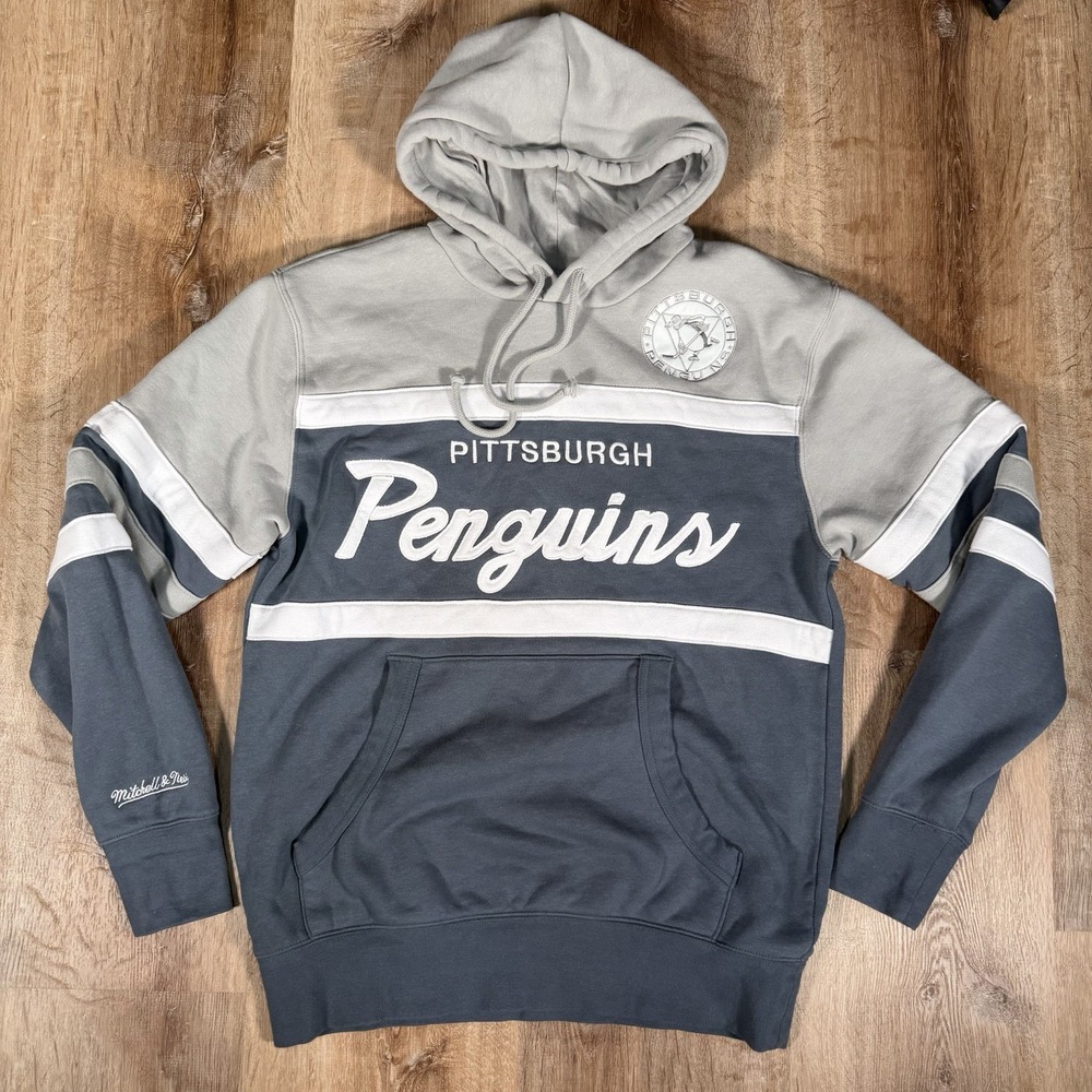 Mitchell & Ness Vintage Hockey Pittsburgh Penguins Hoodie Men's Medium NHL Gray